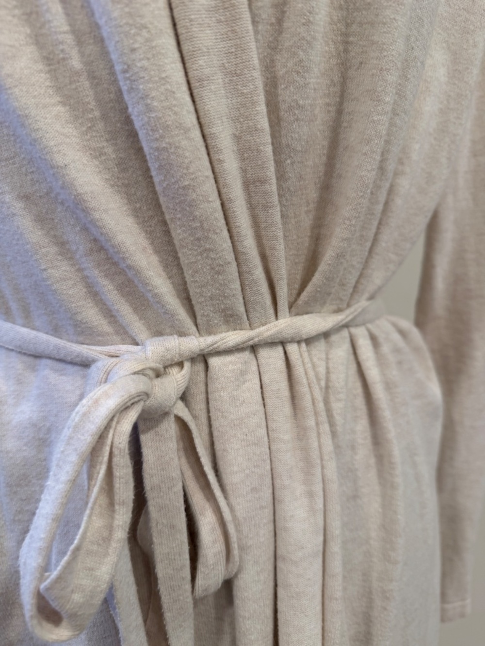 UGG natural beige lightweight cotton shawl collar wrap bathrobe coverup L - Picture 8 of 8